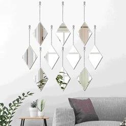 LYLDACER Yanliff Diamond Shape Decorative Wall Mirror.Set Of 3,Hanging Chain Frameless Mirror. 8X13inches,Small Decor Mirror. 7 LYLDACER Yanliff Diamond Shape Decorative Wall Mirror.Set Of 3,Hanging Chain Frameless Mirror. 8X13inches,Small Decor Mirror. -Safavieh Furniture 41vrNBM2ogL