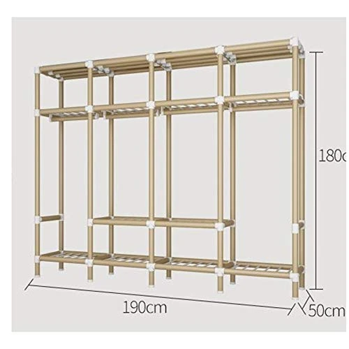 HMGGDD Detachable Wardrobe Steel Frame Thicken Bold Double Folding Full Hanging Fabric Simple Storage Economy Cloth Wardrobe 2 HMGGDD Detachable Wardrobe Steel Frame Thicken Bold Double Folding Full Hanging Fabric Simple Storage Economy Cloth Wardrobe - Image 2