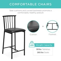 Best Choice Products 3-Piece 36in Wooden Counter Height Dining Table Set For Kitchen, Dining Room W/Storage Shelves, Metal Frame, 2 Barstools - Gray -Safavieh Furniture 41wBGrwyUNS