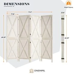 Oneinmil Room Divider, Room Dividers And Folding Privacy Screens, Partition Wall Dividers For Rooms, Room Separator, Temporary Wall, Privacy Folding Screen, Rustic Barnwood (White) 12 Oneinmil Room Divider, Room Dividers And Folding Privacy Screens, Partition Wall Dividers For Rooms, Room Separator, Temporary Wall, Privacy Folding Screen, Rustic Barnwood (White) -Safavieh Furniture 41wCdG8yKiL