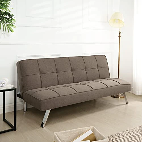 Naomi Home Madison Modern Futon Sofa Bed - Compact Design For Small Spaces - Convertible Futon With Linen Fabric For Premium Comfort - Ideal Guest Couch - Stylish & Durable, Supports Up To 750 Lbs 1 Naomi Home Madison Modern Futon Sofa Bed - Compact Design For Small Spaces - Convertible Futon With Linen Fabric For Premium Comfort - Ideal Guest Couch - Stylish & Durable, Supports Up To 750 Lbs