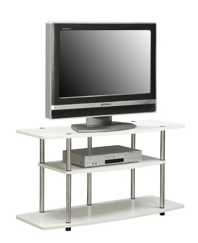 Convenience Concepts Designs2Go 3-Tier Wide TV Stand, White 2 Convenience Concepts Designs2Go 3-Tier Wide TV Stand, White - Image 2