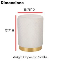BIRDROCK HOME Round Cream Velvet Ottoman Foot Stool With Lattice Design – Soft Compact Padded Stool – Gold Trim - Great For The Living Room Or Bedroom – Decorative Furniture – Foot Rest -Safavieh Furniture 41wTItPbxbL