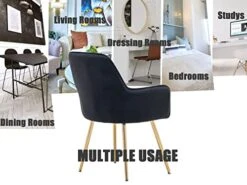 Altrobene Velvet Accent Chair, Home Office Desk Chair, Living Room Bedroom Arm Chair, Modern Dinging Chair, Girls Vanity Chair, Golden Finished, Black -Safavieh Furniture 41waJrLiqmL
