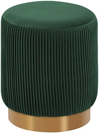 Duhome Modern Round Velvet Ottoman Footrest Vanity Stool Gray 7 Duhome Modern Round Velvet Ottoman Footrest Vanity Stool Gray - Image 7