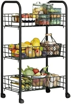 Free Standing Kitchen Storage Shelf Rack Kitchen Multi-layer Storage Rack Floor-to-ceiling Movable Trolley Storage Rack Vegetable Basket Home Dormitory Storage Rack Car Kitchen Bakers Rack Microwave O -Safavieh Furniture 41wdgM3WQFL. AC