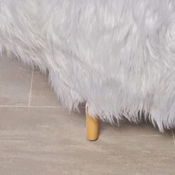 Christopher Knight Home Kamla Furry Yak Ottoman, White, Natural Finish -Safavieh Furniture 41woCVHJJlL