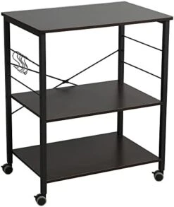 Somdot Baker’s Rack 23.6" Wide Kitchen Utility Shelf 3-Tier Storage Rack For Oven Baker Spice Home Organizer Workstation Microwave Stand, Rustic Brown -Safavieh Furniture 41wplrZ49IL. AC
