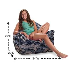 Posh Creations Structured Comfy Bean Bag Chair For Gaming, Reading And Watching TV, Malibu Lounge, Nylon - Camo Digital -Safavieh Furniture 41wtDeQJujL