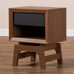 Baxton Studio Svante Mid-Century Modern Walnut Brown And Dark Gray Finished Wood 1-Drawer Nightstand -Safavieh Furniture 41wvqkoHhiL