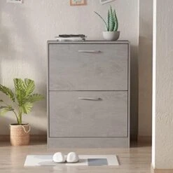 AIEGLE Shoe Cabinet With 2 Flip Drawers For Entryway, Freestanding Shoe Rack Shoe Organiazer With Adjustable Shelf, Shoe Storage Cabinet, Black Walnut (23.6" W X 9.4" D X 31.4" H) 21 AIEGLE Shoe Cabinet With 2 Flip Drawers For Entryway, Freestanding Shoe Rack Shoe Organiazer With Adjustable Shelf, Shoe Storage Cabinet, Black Walnut (23.6" W X 9.4" D X 31.4" H) -Safavieh Furniture 41x JVxcyOL. AC