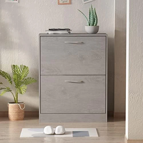 AIEGLE Shoe Cabinet With 2 Flip Drawers For Entryway, Freestanding Shoe Rack Shoe Organiazer With Adjustable Shelf, Shoe Storage Cabinet, Black Walnut (23.6" W X 9.4" D X 31.4" H) 9 AIEGLE Shoe Cabinet With 2 Flip Drawers For Entryway, Freestanding Shoe Rack Shoe Organiazer With Adjustable Shelf, Shoe Storage Cabinet, Black Walnut (23.6" W X 9.4" D X 31.4" H) - Image 9