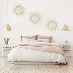 Cityelf 3 Set Gold Sunburst Mirrors For Wall Decorative Metal Mirrors Small Mirror Sets Wall Decor Hanging Mirror Wall Art For Bedroom Living Room Entryway -Safavieh Furniture 41xAyRdXOHL