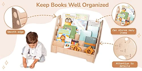 Woodandhearts Montessori Floor Bookshelf - Toddler Bookcase - Kids Wooden Storage - Nursery Frontfacing Bookshelf - Montessori Kids Furniture (Kristi) 6 Woodandhearts Montessori Floor Bookshelf - Toddler Bookcase - Kids Wooden Storage - Nursery Frontfacing Bookshelf - Montessori Kids Furniture (Kristi) - Image 6