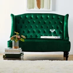 Christopher Knight Home Leora Modern Glam Tufted Velvet Wingback Loveseat, Emerald / Dark Brown 7 Christopher Knight Home Leora Modern Glam Tufted Velvet Wingback Loveseat, Emerald / Dark Brown -Safavieh Furniture 41xWTNW3ZgL