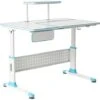 ApexDesk Little Soleil DX 43" W Children's Height Adjustable Study W/Integrated Shelf & Drawer, Blue Desk Only
