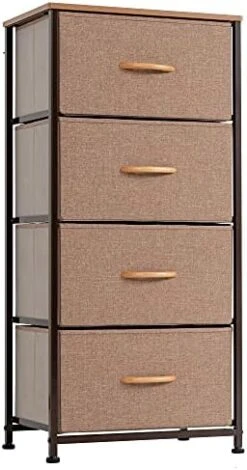 WAYTRIM Dresser Storage Tower, 4 Fabric Organizer Drawers, Wide Chest Of Drawers For Closet Boys & Girls Bedroom, Bedside Furniture, Steel Frame, Wood Top, Fabric Bins, Easy Installation (Camel) -Safavieh Furniture 41xWqEgg4S. AC