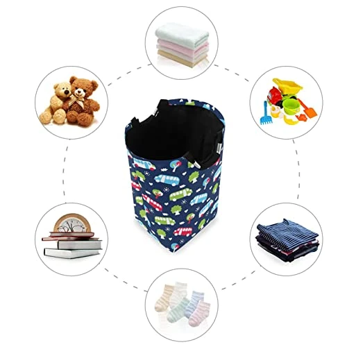 Laundry Hamper Basket Bus Pattern Collapsible Nursery Storage Bin Waterproof Clothing Baskets For Home Bedroom Bathroom Washing Room 3 Laundry Hamper Basket Bus Pattern Collapsible Nursery Storage Bin Waterproof Clothing Baskets For Home Bedroom Bathroom Washing Room - Image 3