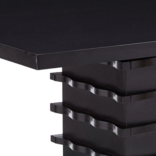 King's Brand Black Finish Wood Wave Design Dining Room Kitchen Table 5 King's Brand Black Finish Wood Wave Design Dining Room Kitchen Table - Image 5