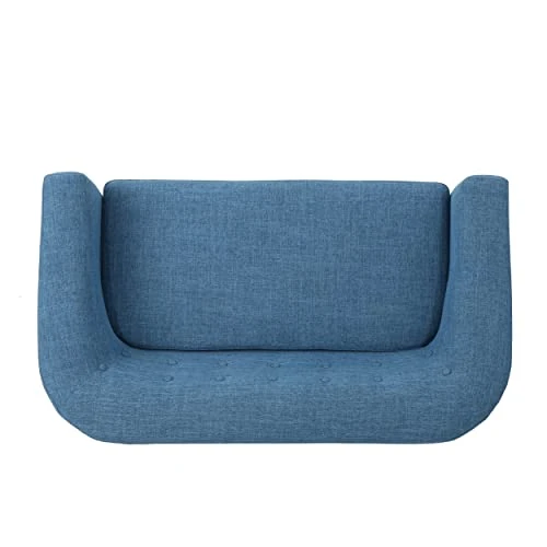 GDFStudio Christopher Knight Home Bridie Mid-Century Modern Loveseat, Muted Blue Fabric 3 GDFStudio Christopher Knight Home Bridie Mid-Century Modern Loveseat, Muted Blue Fabric - Image 3