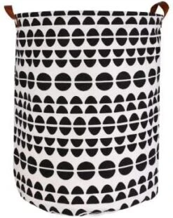 ModernHome & Co 19.7in Tall Laundry Basker Large Hamper Room Storage Decor Waterproof Foldable Canvas Laundry Baskets Kawaii Room Decor Baskets For Organizing Baby Hamper Laundry Bag (Black Sm Polka) -Safavieh Furniture 41xtZcLjtEL. AC
