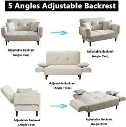 NORAN Twin Size Sleeper Recliner Sofa Futon Couch, Convertible Futon Sofa Bed With 2 Pillows, Adjustable Armrest, Wood Legs And 5-Angle Backrest For Apartment, Dorm,Living Room,Bedroom (Beige) 14 NORAN Twin Size Sleeper Recliner Sofa Futon Couch, Convertible Futon Sofa Bed With 2 Pillows, Adjustable Armrest, Wood Legs And 5-Angle Backrest For Apartment, Dorm,Living Room,Bedroom (Beige) -Safavieh Furniture 41y4TE836UL