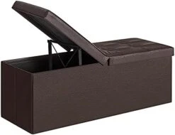 SONGMICS 30 Inches Folding Storage Ottoman Bench, Storage Chest Footstool, Brown ULSF45BR & 43 Inches Folding Storage Ottoman Bench, Storage Chest, Footrest, Holds Up To 660 Lb, Brown ULSF703 -Safavieh Furniture 41y54CivogL. AC