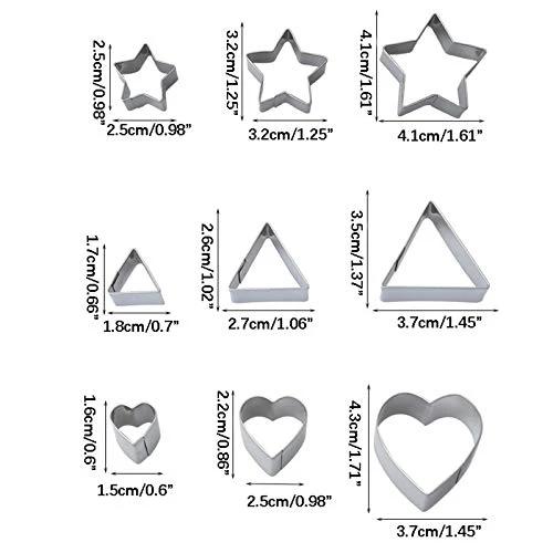 TEEGUI Biscuits Pattern DIY 24 Set Geometric Mold Of Steel Dookie Stainless Kitchen,Dining Bar Love Notes For Lunches (B, One Size) 1 TEEGUI Biscuits Pattern DIY 24 Set Geometric Mold Of Steel Dookie Stainless Kitchen,Dining Bar Love Notes For Lunches (B, One Size)