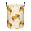 Gbuzozie 62L Round Laundry Hamper Video Game Theme Storage Basket Waterproof Coating Cute Yellow Joysticks Organizer Bin For Nursery Clothes Toys