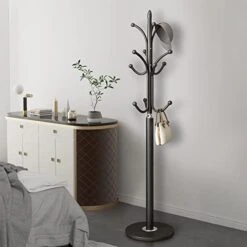 Tenkovic Freestanding Metal Coat Rack Stand, Quartz Base Hall Tree With 12 Hooks, Coat Hanger For Entryway, Hallway (Black) -Safavieh Furniture 41yCQCLpVcL