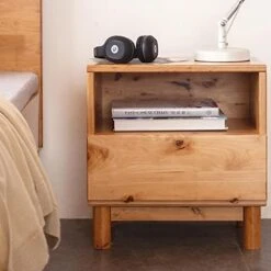 DITUDO Nightstands Wooden Storage Cabinet Bedside Table Sideboard Storage Cabinet Farmhouse Coffee Table With Drawers Suitable For Bedroom Side Table Living Room