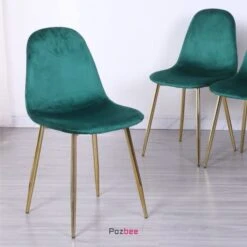 Pozbee Velvet Dining Chairs Set Of 4, Midcentury Modern Kitchen Chairs With Gold Chrome Legs, Elegant Dining Room Chairs (Dark Green) 14 Pozbee Velvet Dining Chairs Set Of 4, Midcentury Modern Kitchen Chairs With Gold Chrome Legs, Elegant Dining Room Chairs (Dark Green) -Safavieh Furniture 41yHXlv8p1L