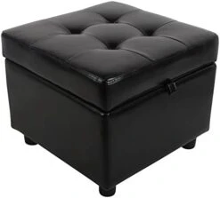 H&B Luxuries Tufted Leather Square Flip Top Storage Ottoman Cube Foot Rest (Black) 18 H&B Luxuries Tufted Leather Square Flip Top Storage Ottoman Cube Foot Rest (Black) -Safavieh Furniture 41yI3Xe j9L. AC