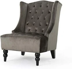 Christopher Knight Home Toddman High-Back Velvet Club Chair, Grey & GDFStudio Leona Modern Glam Tufted Velvet Wingback Loveseat, Gray And Dark Brown -Safavieh Furniture 41yIdg9tBL. AC