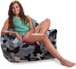 Posh Creations Structured Comfy Bean Bag Chair For Gaming, Reading And Watching TV, Malibu Lounge, Nylon - Camo Digital -Safavieh Furniture 41yJt3adp5L. AC