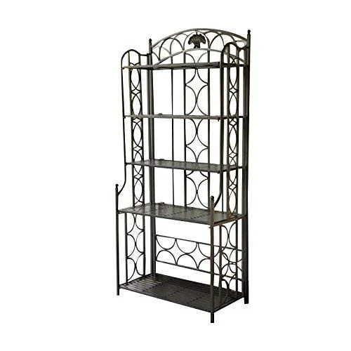 International Caravan 5-Tier Iron Indoor/Outdoor Bakers Rack, Pewter 2 International Caravan 5-Tier Iron Indoor/Outdoor Bakers Rack, Pewter - Image 2