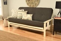Kodiak Furniture Monterey Futon Set, No Drawers, With Antique White Base And Linen Charcoal Mattress