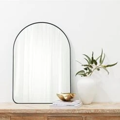 TEEBARN Brushed Nickel Arched Mirror 24x36 Wall Mounted Bathroom Mirror With Metal Frame Arched Top Vanity Mirror For Wall Decor Hangs Vertically -Safavieh Furniture 41yMz5Q7biL. AC
