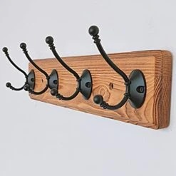 1 Pack Wall Mounted Coat Rack, Ruisty Wooden Coat Rack With 4 Farmhouse Hoooks, For Entryway, Mudroom, Living Room, Bedroom (Natural Brown-2) -Safavieh Furniture 41yOq8Fn5dS