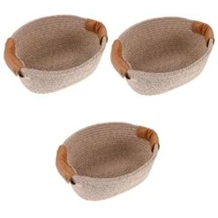 Veemoon 3pcs Cotton Rope Storage Basket Kids Basket Baby Basket Baby Decor Cotton Rope Baskets Sundries Storage Basket Oval Woven Basket Cotton Basket Bathroom Organizing Baskets Coffee