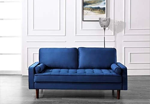 Container Furniture Direct S5459 Mid Century Modern Velvet Upholstered Tufted Living Room Sofa, 69.68" Goldenrod 6 Container Furniture Direct S5459 Mid Century Modern Velvet Upholstered Tufted Living Room Sofa, 69.68" Goldenrod - Image 6