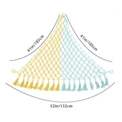 Stuffed Animal Hammock, Woven Triangle Wooden Bead Tassel Toys Storage Hammock Plush Toy Organizer Mesh With Hooks Hanging Stuffed Animal Storage Net For Home, Nursery, Preschool(Blue And Yellow) -Safavieh Furniture 41ySvexTVxL