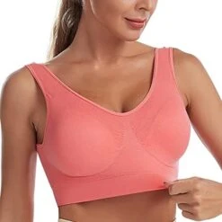 MatureGirl Women's Seamless MID Solid Color Sports Bra With Removable Bra Pad Lightweight Bra (Red, L) -Safavieh Furniture 41yTrYHa9qL. AC