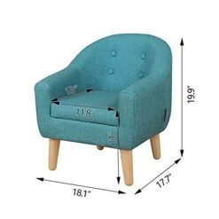 Single PVC Kids Sofa Chair, Toddler Sofa Couch With Wooden Legs, Ideal Children Armchair For Children Gift (Blue)