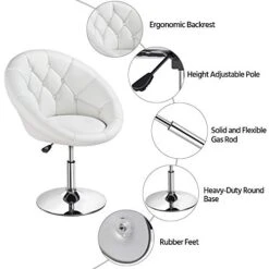 Yaheetech Round Tufted Back Chair Living Room Chair Contemporary Height Adjustable Vanity Chair 360° Swivel Accent Chair Modern Look, White -Safavieh Furniture 41yaKuRNVrL