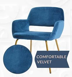 Novigo Accent Chair Living Room Chair With Solid Golden Metal Leg And Velvet Armrest Backrest Mid-Century Modern Chair For Waiting Room Bedroom Conference Set Of 2 Teal Blue -Safavieh Furniture 41ychd8BJyL