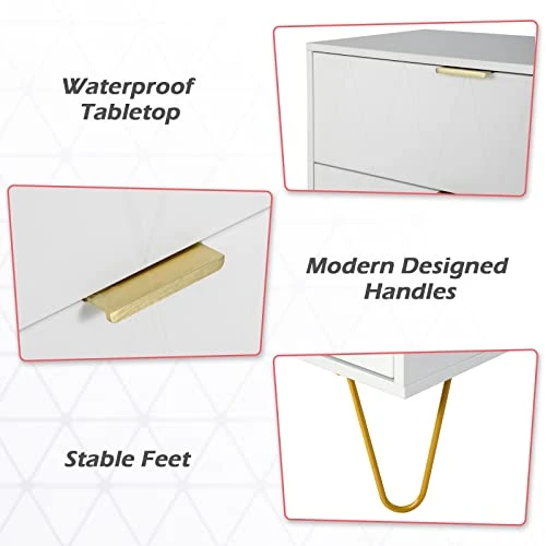 Thre'a New 4 Drawer Chest,Craft Storage Organization For Home & Office,Storage Dresser Cabinet,Office Storage File Cabinet With 4 Metal Legs (White) 4 Thre'a New 4 Drawer Chest,Craft Storage Organization For Home & Office,Storage Dresser Cabinet,Office Storage File Cabinet With 4 Metal Legs (White) - Image 4