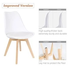 Furmax Mid Century Modern DSW Dining Chair Upholstered Side Chair With Beech Wood Legs And Soft Padded Shell Tulip Chair For Dining Room Living Room Bedroom Kitchen Set Of 4 (White) 11 Furmax Mid Century Modern DSW Dining Chair Upholstered Side Chair With Beech Wood Legs And Soft Padded Shell Tulip Chair For Dining Room Living Room Bedroom Kitchen Set Of 4 (White) -Safavieh Furniture 41yp1ybuavL