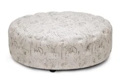 Baxton Studio Cardiff Script Print Modern Tufted Ottoman, Beige