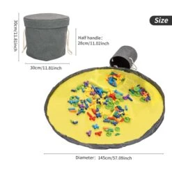 TYUI SlideAway Toy Storage Organizer & Play Mat·-Drawstring Playmat Play Mat-Building Bricks Toy Storage Organizer - Tidy With Ease-Toy Basket Toy Storage Bags For Toy Bricks